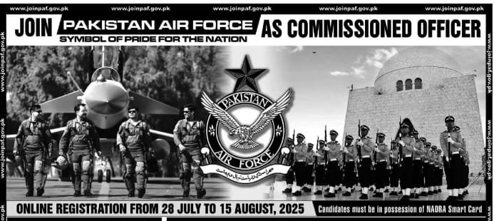 Join Pakistan Air Force As Commissioned Officer 2025 Online Registration