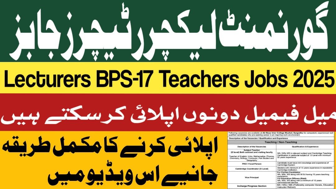 Cadet College Mohmand Lecturer Jobs August 2025 And Others Latest