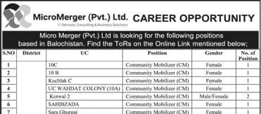 Community Mobilizer Jobs in Micromerger Pakistan August 2025 Jobs