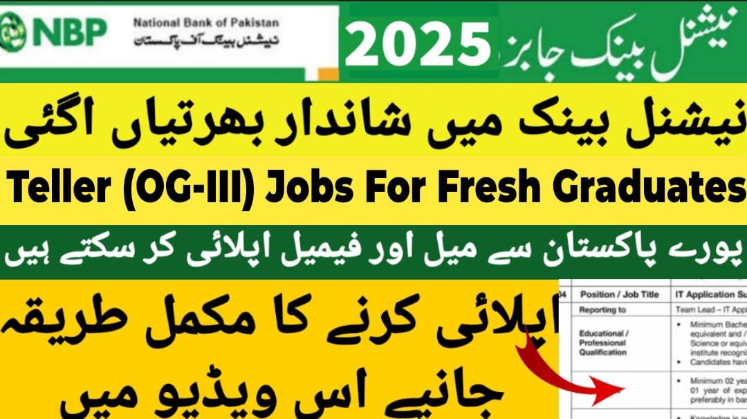 NBP Bank Teller (OG-III) Jobs 2025 For Fresh Graduates