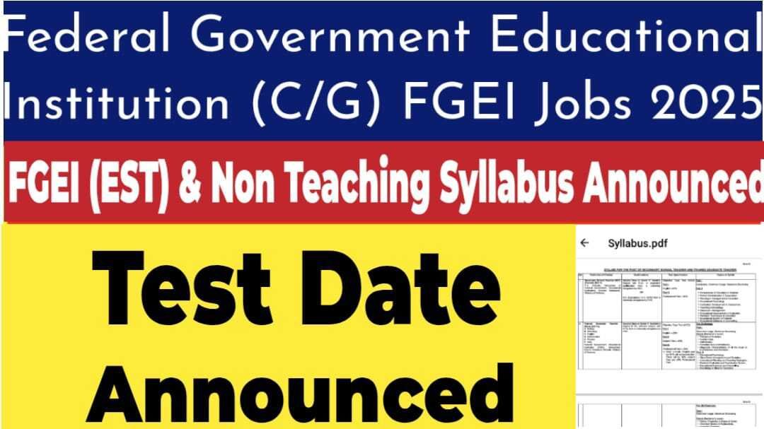 FGEI Elementary School Teacher EST 192 Posts Test Date Announced 2025