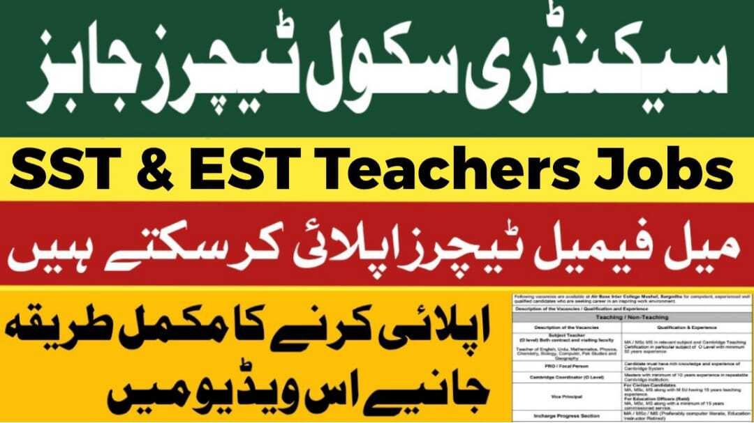 SST School Teachers Jobs 2026 In Chenab College Chiniot January Latest