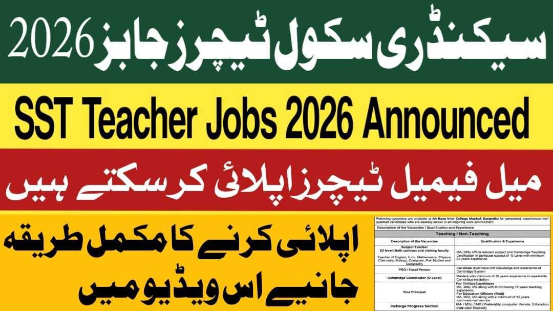 Latest SST Teachers Jobs 2026 Announced in Quaid e Azam Group Of Schools & College Teaching April Latest